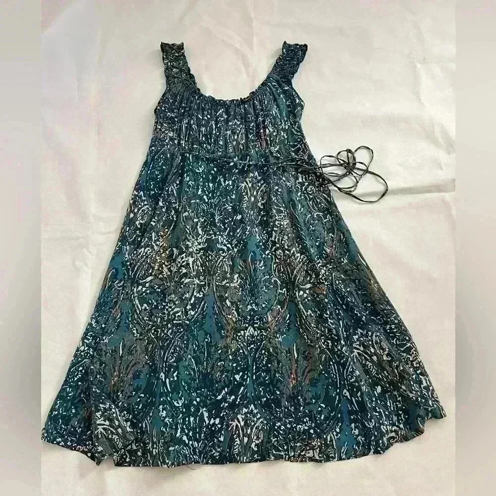 Tahari‎ blue print silk dress 4